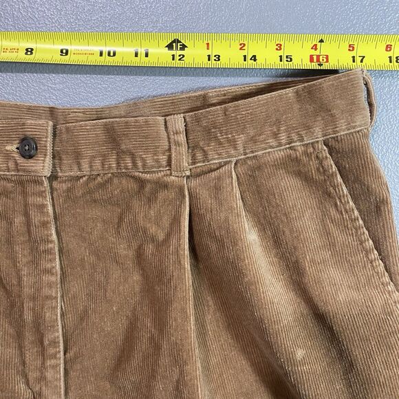 LL BEAN Corduroy Pants Womens 18 Tall Pleated Stretch Tapered Beige Cotton - Picture 5 of 9
